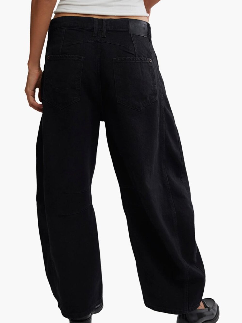 Free People Good Luck Mid Rise Barrel Leg Jeans Black Size 26 - Picture 4 of 10